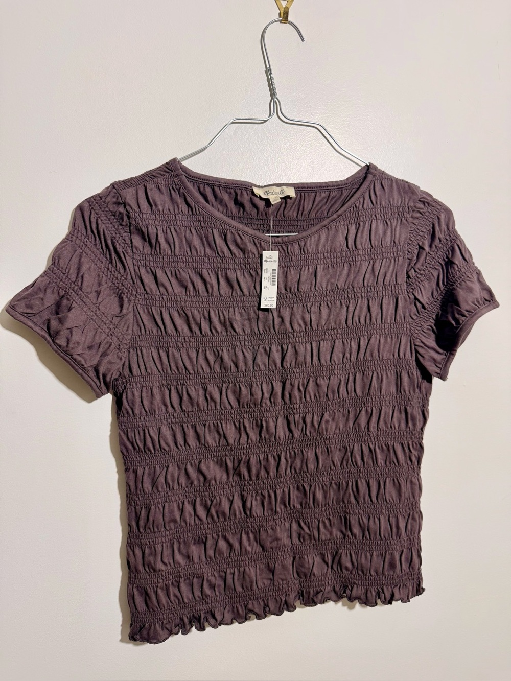 Madewell Women’s Short Sleeve Smocked Tee in Brown